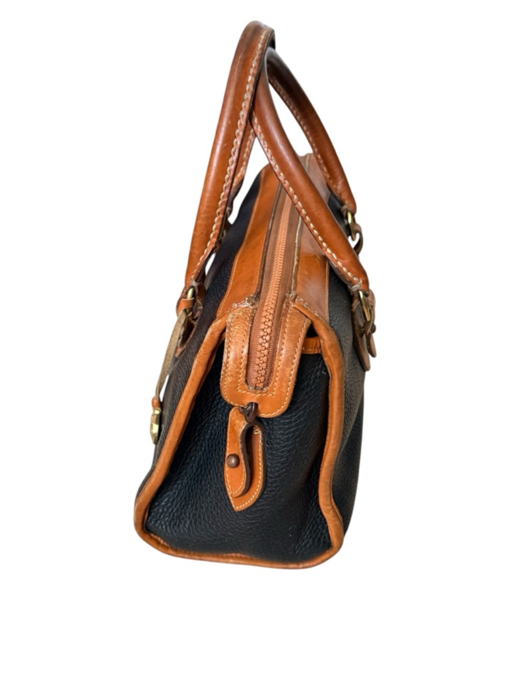 VINTAGE 1990S DOONEY & BOURKE NAVY ALL WEATHER LEATHER SATCHEL HANDBAG - Picture 4 of 16